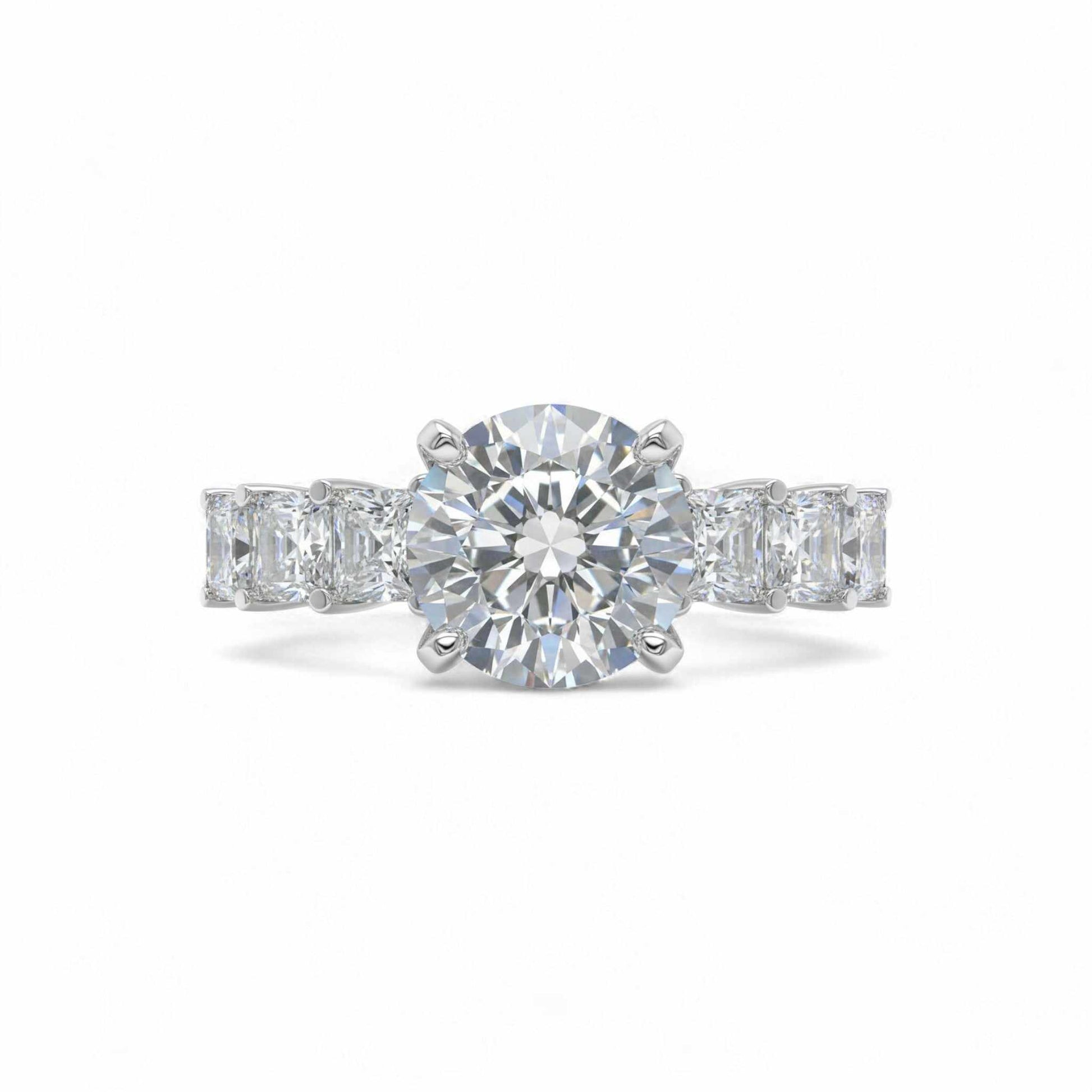 Moremi Round Cut CZ engagement ring with round-cut cubic zirconia and sterling silver band
