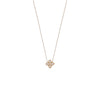 Rose gold necklace with a floral pendant on a white background