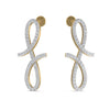 A pair of 18 karat gold earrings featuring a mini pave diamond design.