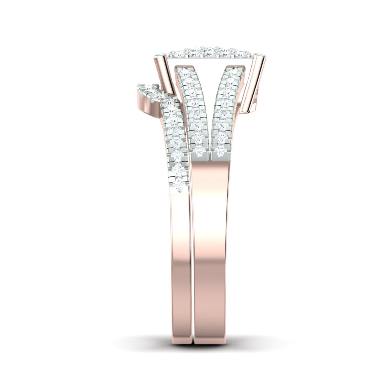 Precious Radiant Cut Natural Diamond Cluster Bride Set in 18K Gold