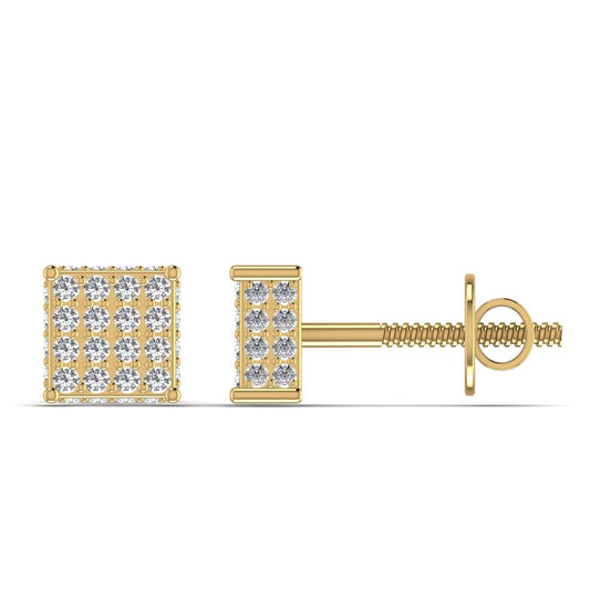 Linear Square Cluster Natural Diamond Stud Earrings