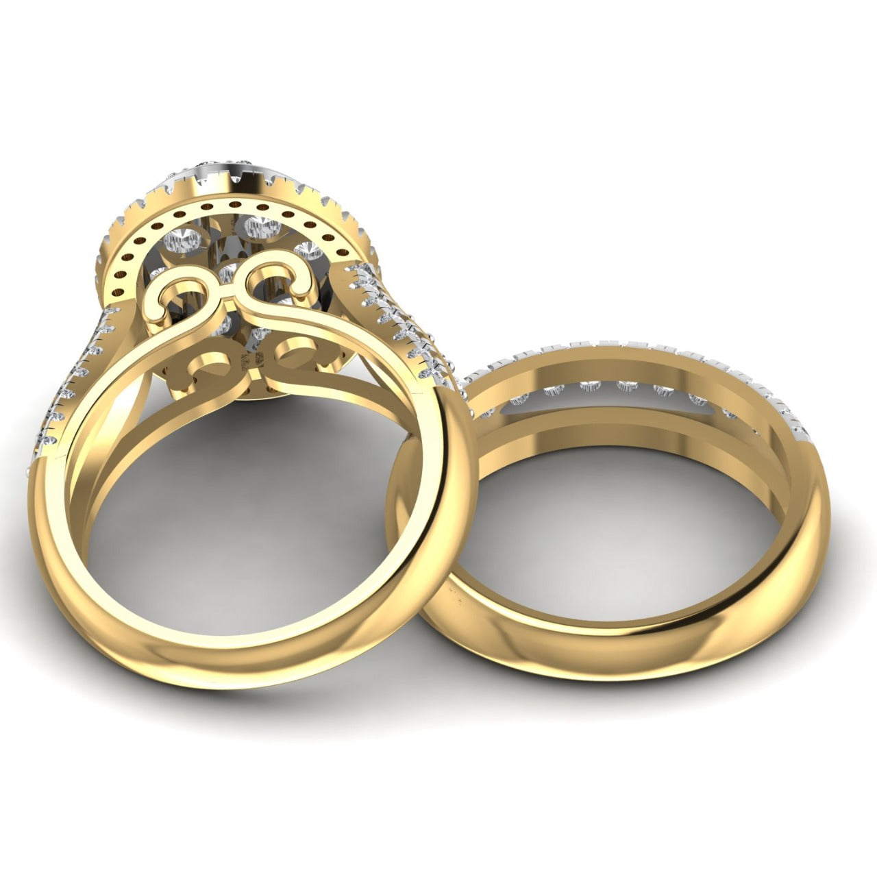 Amanda Round Cut Diamond Bridal Set in 18K Gold