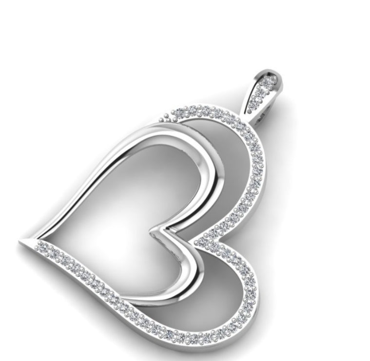 Graceful Heart Natural Diamond Pendant in 18K Gold