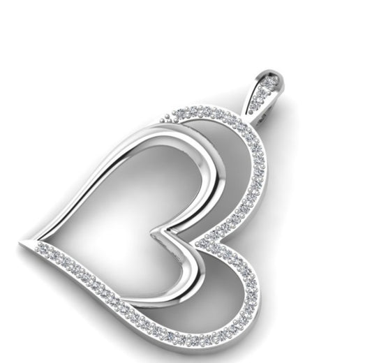 Graceful Heart Natural Diamond Pendant in 18K Gold