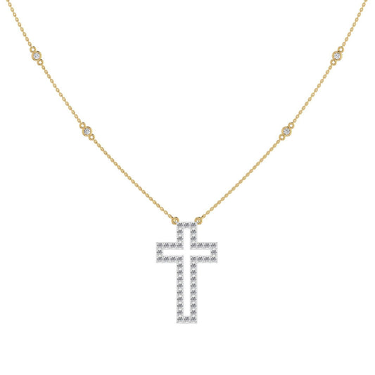 Kairo Outline Cross Diamond Necklace in 18K Gold