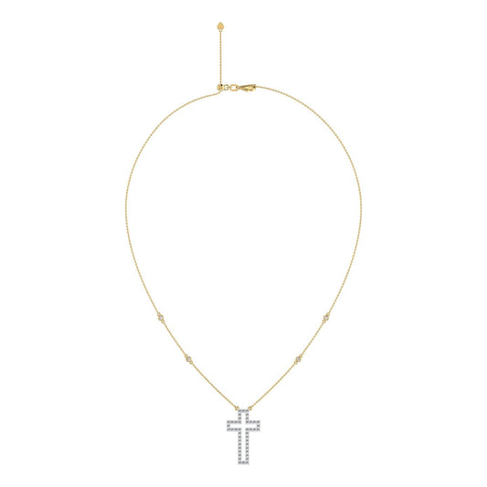 Kairo Outline Cross Diamond Necklace in 18K Gold