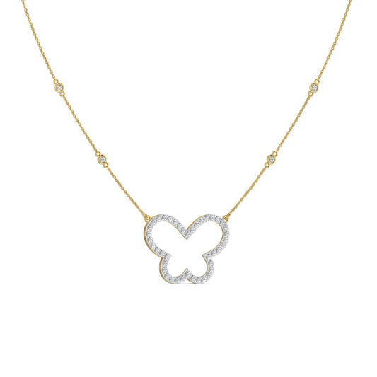 Zahara Butterfly Diamond Necklace in 18K Gold