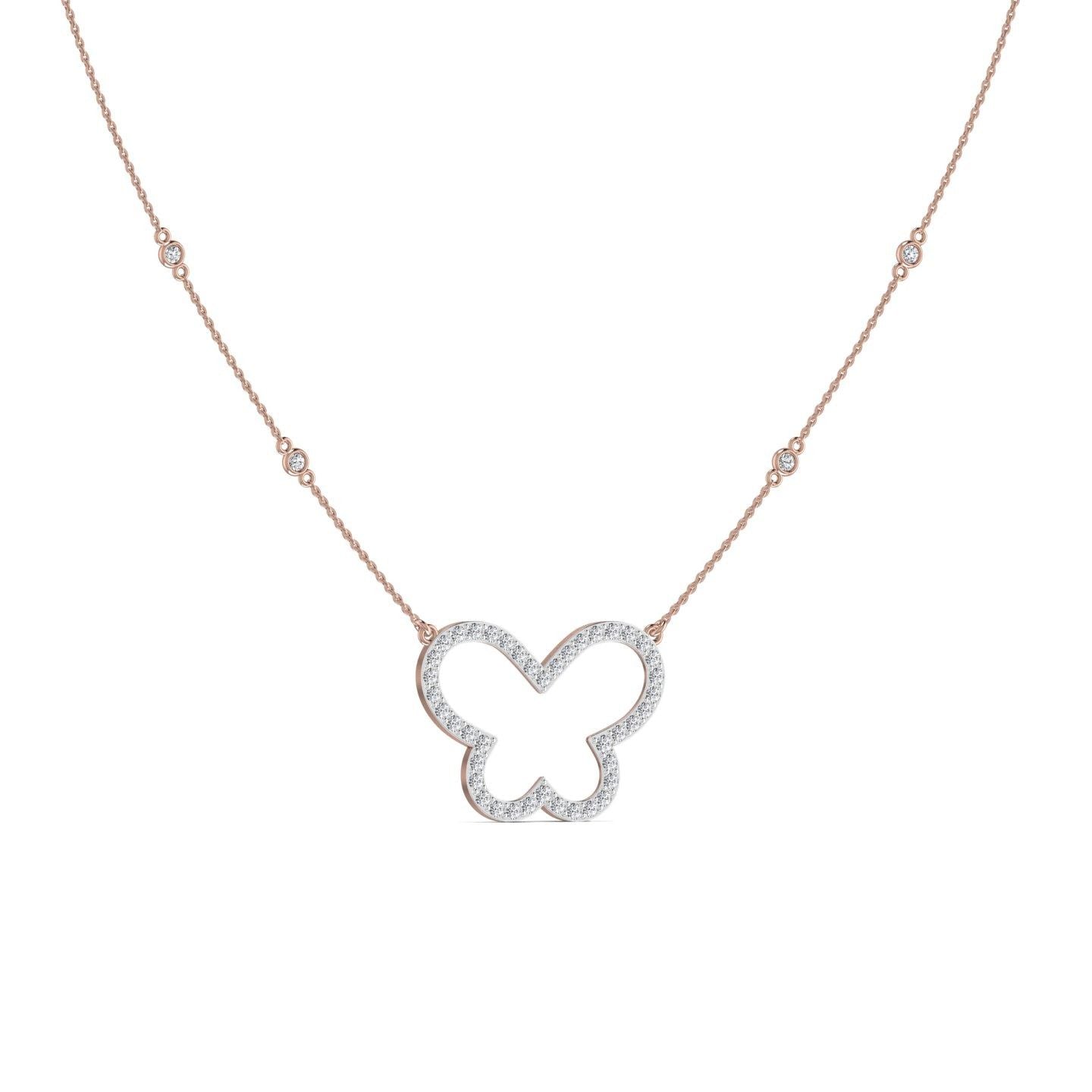 Zahara Butterfly Diamond Necklace in 18K Gold