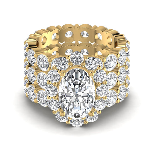 Aurora Grandeur Oval Bride Set in 18K Gold