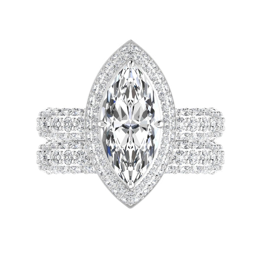 Amy Marquise Cut Lab Grown Diamond Bride Set in Platinum