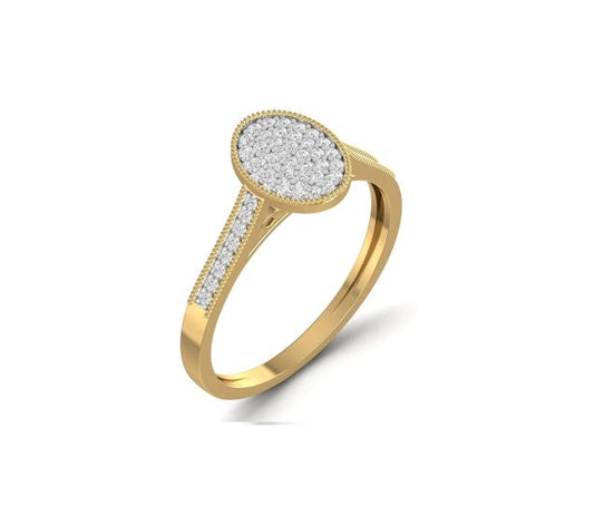 Pearl Oval Cut Diamond Engagement Ring in 10K Gold
