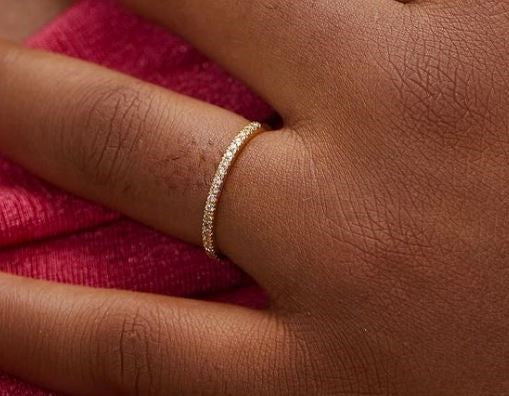 2MM Pave Diamond Band in 18K Gold