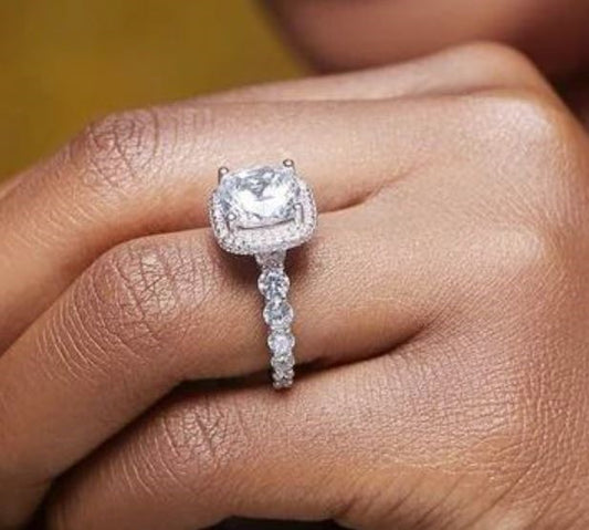 Eleanor Cushion Cut CZ Engagement Ring in 925 Sterling Silver