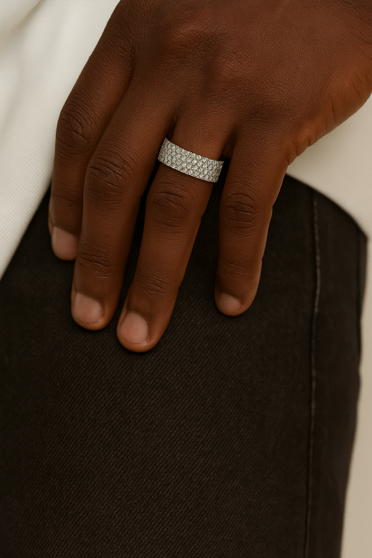 Presidential CZ Band in 925 Sterling Silver