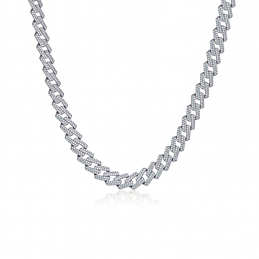 Silver chain necklace on a white background