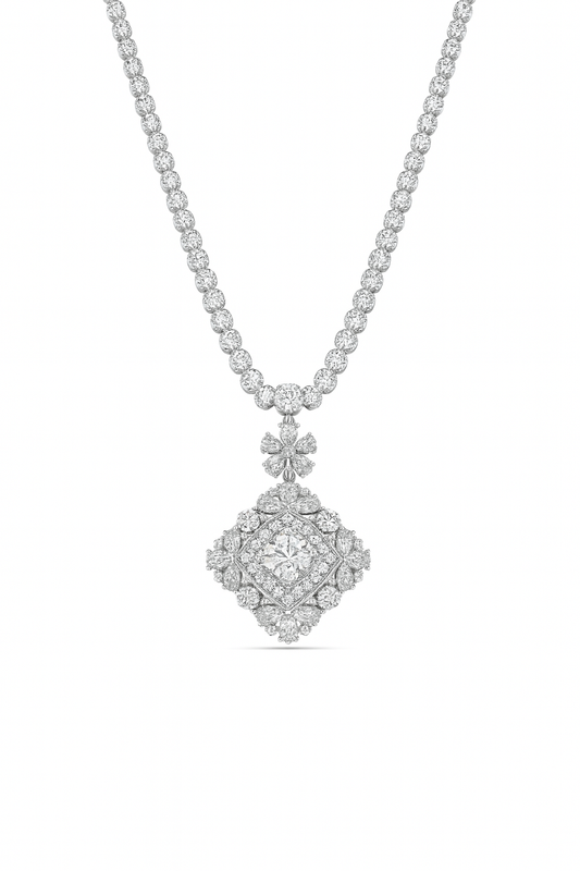 Radiant Grace Moissanite Necklace in 18K Gold