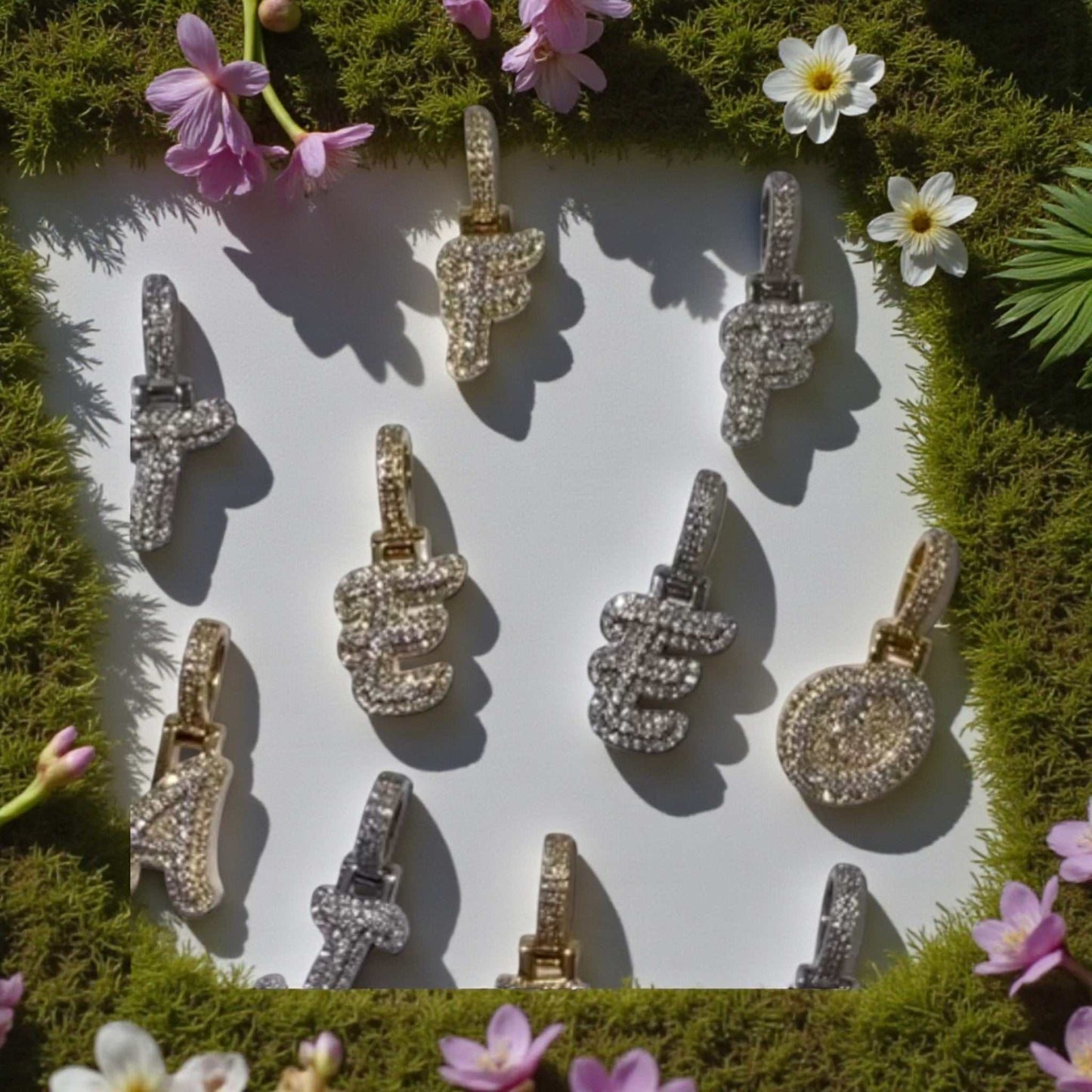 Bibi Initial Natural Diamond Pendant in 18KT Gold