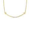 Gold necklace with small diamonds on a white background