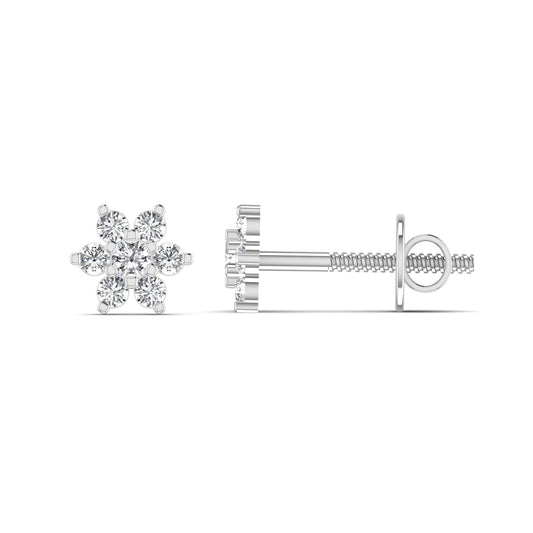 A pair of 18karat gold diamond cluster earrings in the shape of a star, with a screw-back closure.
