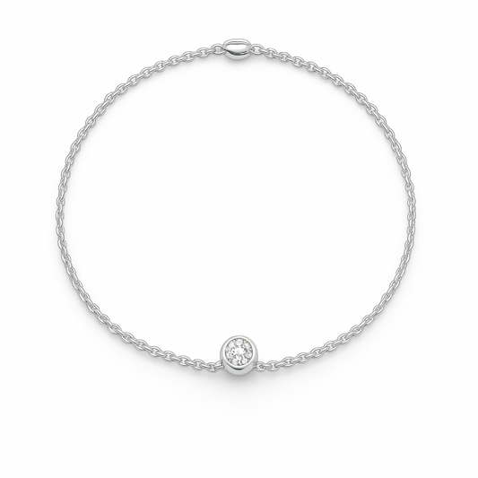 Solitaire Diamond Ball Bracelet in 18K Gold