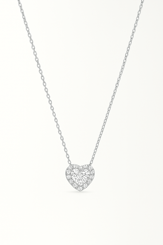 Solitaire Heart Cut Moissanite Necklace in 925 Sterling Silver