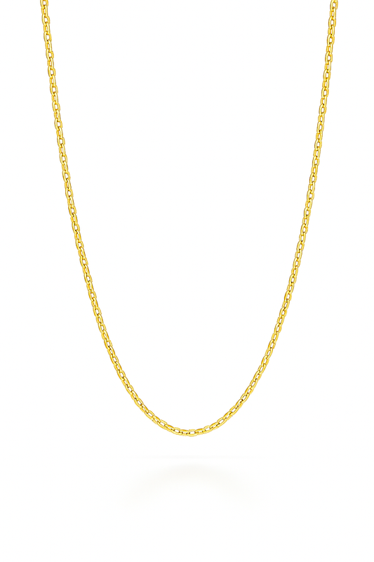 Gold chain necklace on a white background