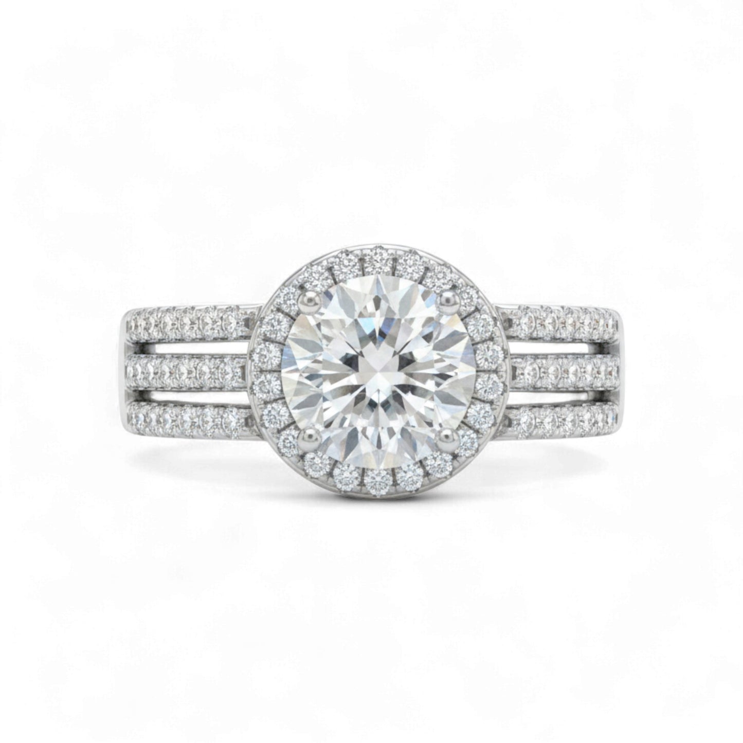 Triple Shank Round Cut CZ Engagement in 925 Sterling Silver