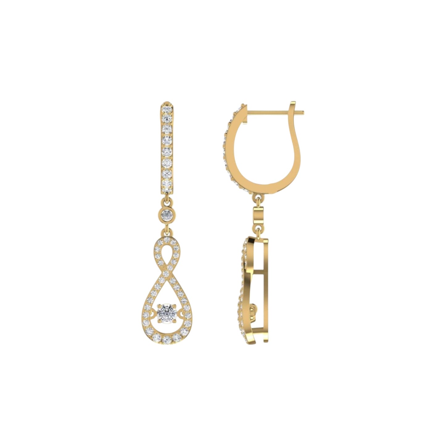 Twinkle Infinie Drop Pave Diamond Earrings in 18KT Gold