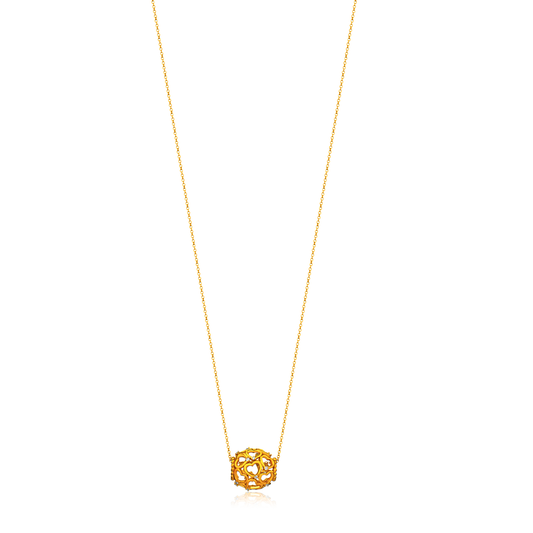 Hearts & Barrel Natural Diamond Necklace in 18K Gold