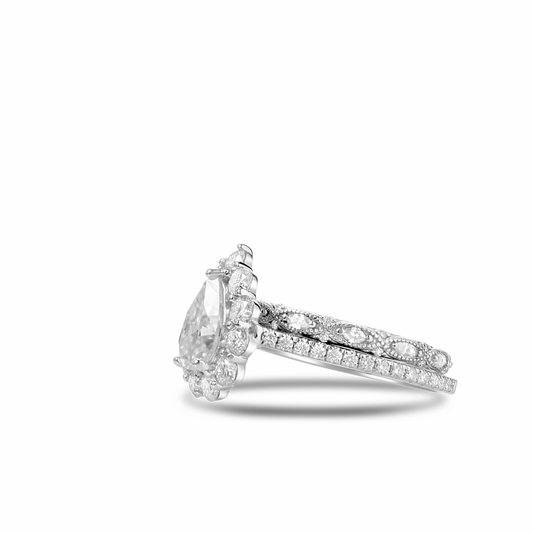BOZ Lavie Pear Cut Moissanite Bride Set in 925 Sterling Silver