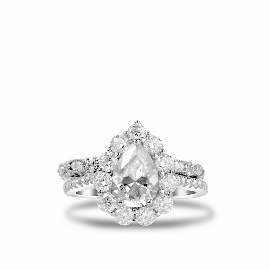 BOZ Lavie Pear Cut Moissanite Bride Set in 925 Sterling Silver