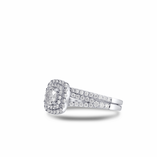 Audre Cushion Cut Moissanite Bridal Set in 925 Sterling Silver