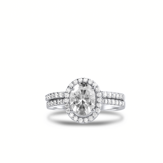 Classic Oval Cut Moissanite Bride Set in 925 Sterling Silver