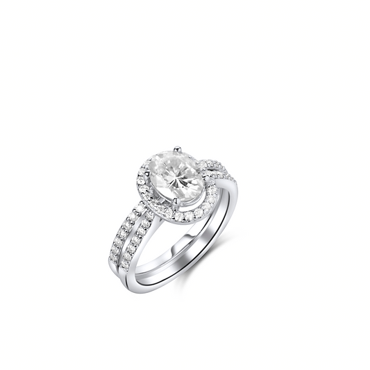Classic Oval Cut Moissanite Bride Set in 925 Sterling Silver