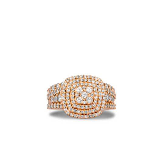 Mims Cushion Cut Natural Diamond Cluster Bride Set in 18K Gold