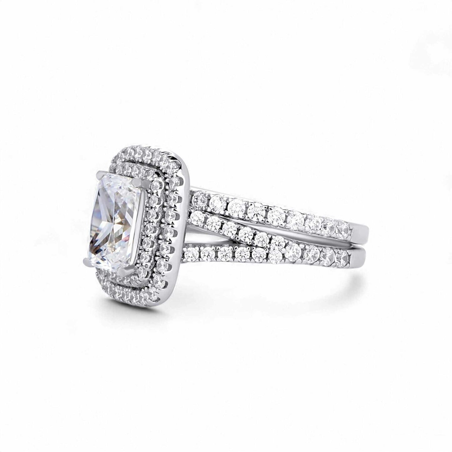 Kylie Radiant Cut CZ Bride Set in 925 Sterling Silver