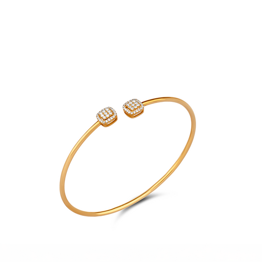 Cushion Cuff Bangle Diamond Bracelet in 18K Gold
