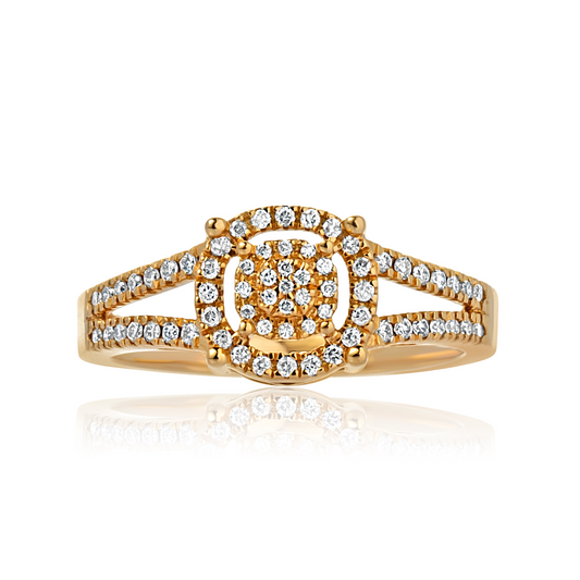 Precious Round Cut Diamond Cluster Engagement Ring in 18K Gold