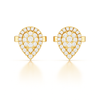 Gold and diamond earrings on a white background