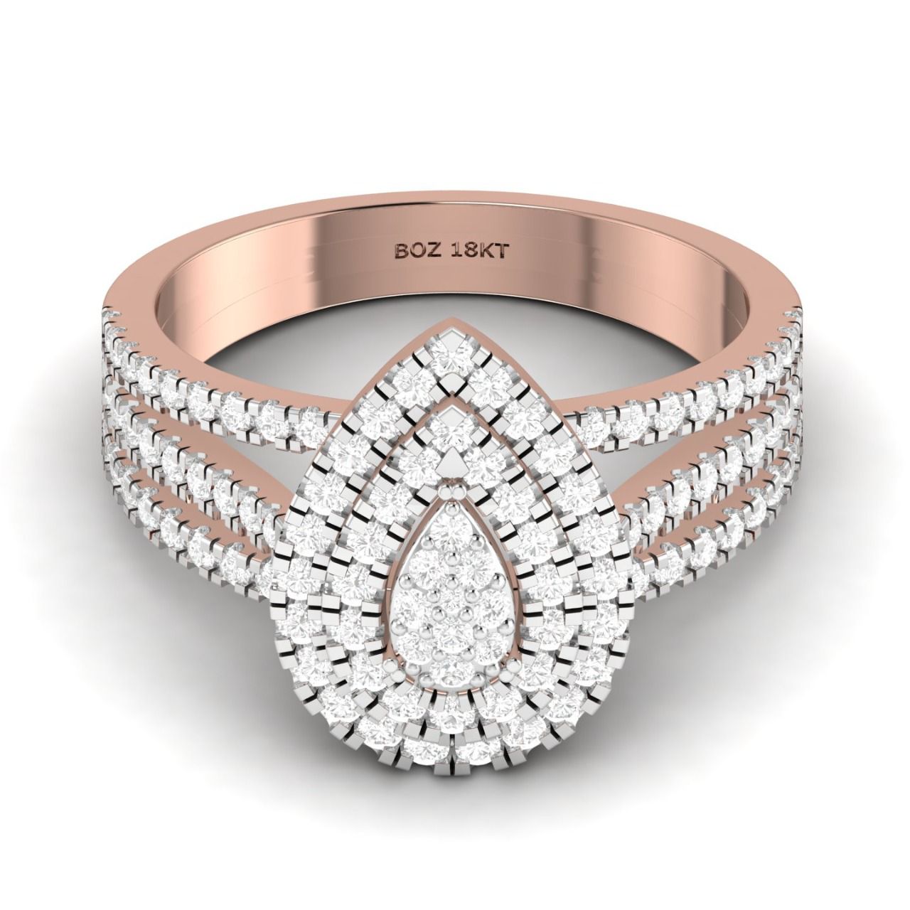 Lovely Pear Cut Diamond Cluster Engagement Ring in 18K Gold