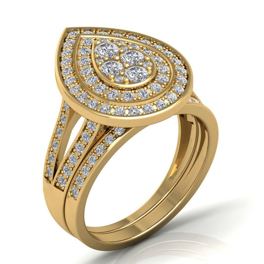 Ego Pear Cut Moissanite Cluster Bride Set in 10K Gold