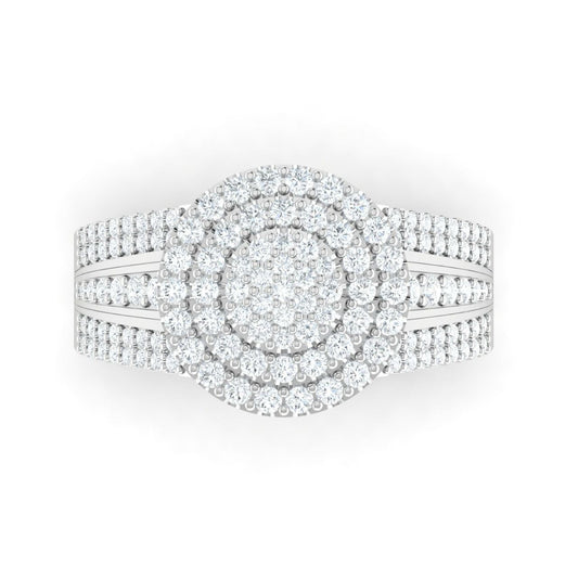 Omoni Round Cluster Natural Diamond Engagement Ring in 18K Gold