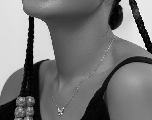 Katie Butterfly 925 Moissanite Earrings-Necklace Set