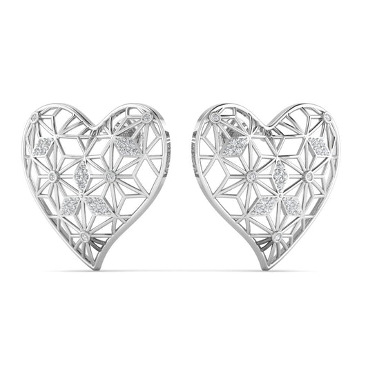 Big Heart Diamond Earrings in 18K Gold