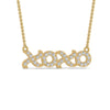 A 18 karat gold necklace with a natural diamond pendant in the shape of the letters 'XO'.