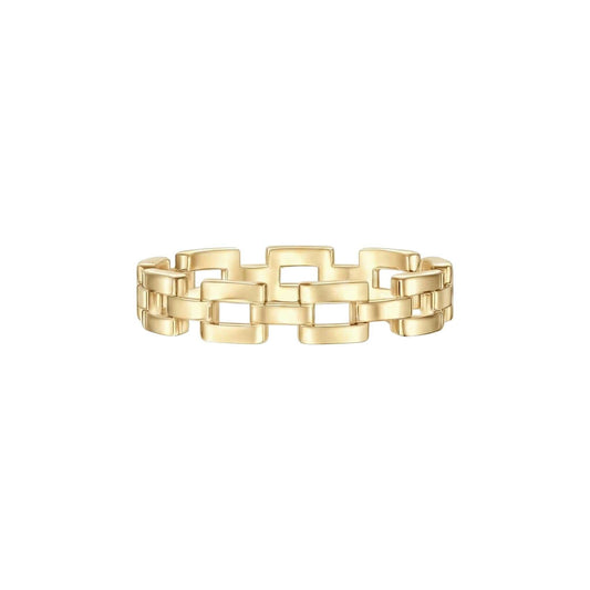 BOZ Link Band 18K gold wedding band with chain-link design and polished finish