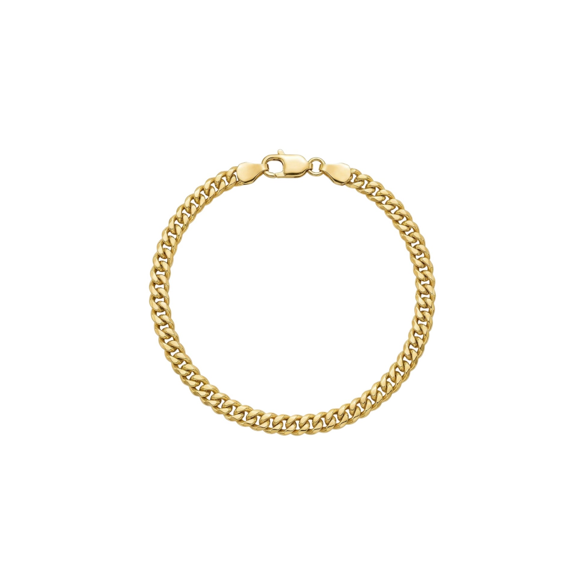 Gold chain bracelet on a white background