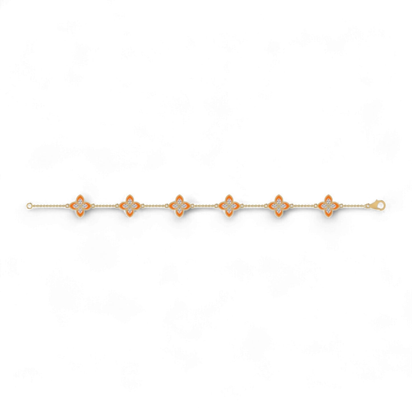 6 Clover Dual Diamond Bracelet in 18K Gold