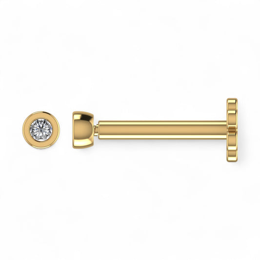 Bezel Diamond Studs in 18K Gold