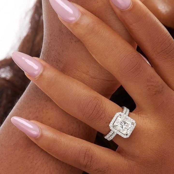 Mia Princess Cut Moissanite Engagement Ring in 925 Sterling Silver